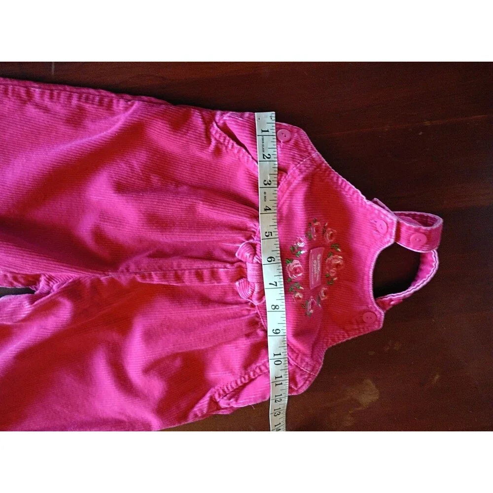 Vintage Oshkosh Toddler Corduroy Barbie Pink Overalls Rose Embroidered Size 4t